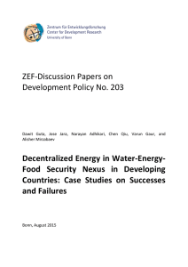 ZEF-Discussion Papers on Development Policy No. 203 Decentralized Energy in Water-Energy-