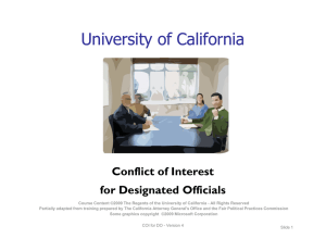 University of California yy Conflict of Interest for Designated Officials