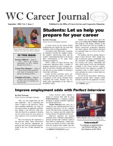 WC Career Journal Students: Let us help you