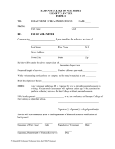 RAMAPO COLLEGE OF NEW JERSEY USE OF VOLUNTEER FORM 38