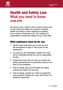 Health and Safety Law What you need to know Large print
