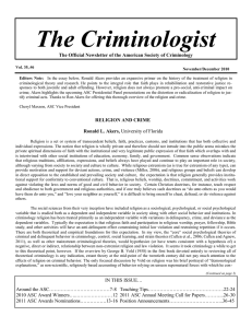 The Criminologist The Official Newsletter of the American Society of Criminology