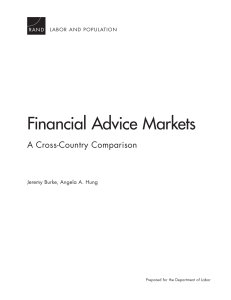 Financial Advice Markets A Cross-Country Comparison Jeremy Burke, Angela A. Hung