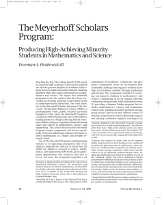 The Meyerhoff Scholars Program: Producing High-Achieving Minority Students in Mathematics and Science
