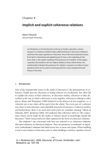 Implicit and explicit coherence relations Chapter 8 Maite Taboada