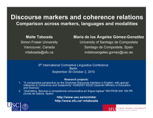 Discourse markers and coherence relations Comparison across markers, languages and modalities