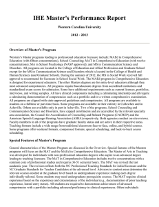 IHE Master's Performance Report Western Carolina University 2012 - 2013