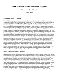 IHE Master's Performance Report Western Carolina University 2011 - 2012