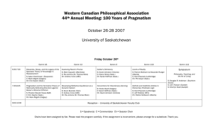 Western Canadian Philosophical Association 44 Pragmatism October 26-28 2007