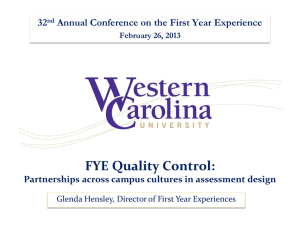 FYE Quality Control: 32 Annual Conference on the First Year Experience