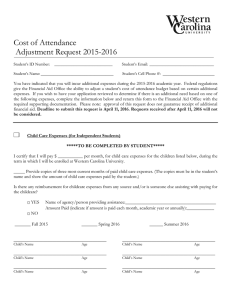 Cost of Attendance  Adjustment Request 2015-2016