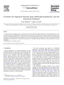 Corridors for migration between large subdivided populations, and the structured coalescent