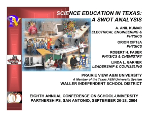 SCIE NCE EDUCATION IN TEXAS: A SWOT ANALYSIS