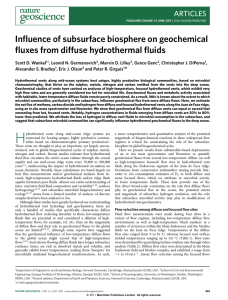 Influence of subsurface biosphere on geochemical fluxes from diffuse hydrothermal fluids ARTICLES *