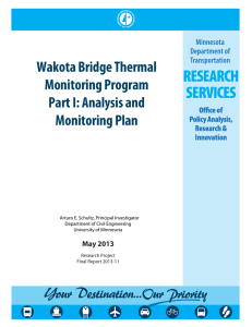 Wakota Bridge Thermal Monitoring Program Part I: Analysis and Monitoring Plan