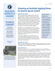 RESEARCH SERVICES &amp; Evaluating an Herbicide-Applying Mower for Invasive Species Control