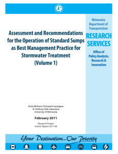 Assessment and Recommendations for the Operation of Standard Sumps Stormwater Treatment