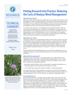 RESEARCH Putting Research into Practice: Reducing the Costs of Noxious Weed Management