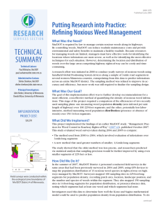 ReseaRch Putting Research into Practice: Refining Noxious Weed Management