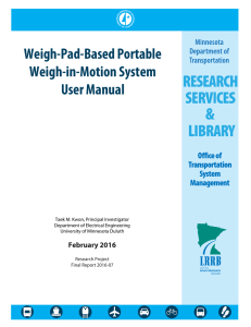 Weigh-Pad-Based Portable Weigh-in-Motion System User Manual