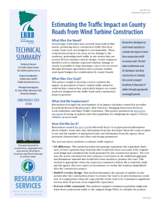 TECHNICAL Estimating the Traffic Impact on County Roads from Wind Turbine Construction