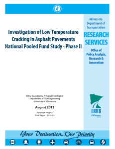 Investigation of Low Temperature Cracking in Asphalt Pavements August 2012