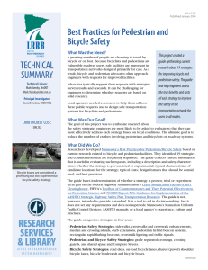 TECHNICAL Best Practices for Pedestrian and Bicycle Safety What Was the Need?
