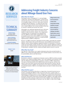 RESEARCH SERVICES Addressing Freight Industry Concerns about Mileage-Based User Fees
