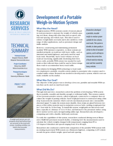 RESEARCH SERVICES Development of a Portable Weigh-in-Motion System
