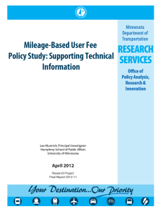 Mileage-Based User Fee Policy Study: Supporting Technical Information April 2012