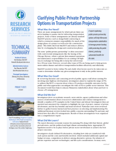 RESEARCH SERVICES Clarifying Public-Private Partnership Options in Transportation Projects