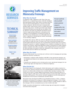 RESEARCH SERVICES Improving Traffic Management on Minnesota Freeways