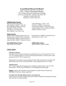 Local Road Research Board 2011 Winter Meeting Minutes 2013 Project Presentation/Selection Meeting