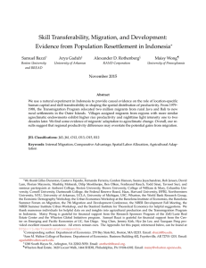 Skill Transferability, Migration, and Development: Evidence from Population Resettlement in Indonesia ∗