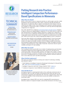 TECHNICAL RESEARCH Putting Research into Practice: Intelligent Compaction Performance-