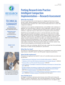 TECHNICAL Putting Research into Practice: Intelligent Compaction Implementation—Research Assessment