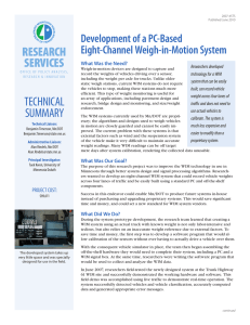 RESEARCH SERVICES Development of a PC-Based Eight-Channel Weigh-in-Motion System