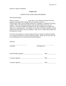 Revised 1/13  [School or Agency Letterhead] CONSENT FOR AUDIO/VIDEO RECORDING