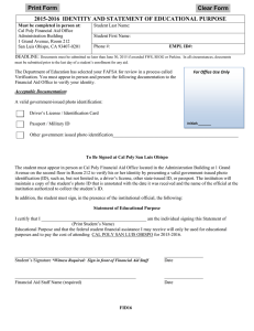 2015-2016  IDENTITY AND STATEMENT OF EDUCATIONAL PURPOSE  Print Form Clear Form