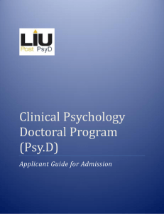 Clinical Psychology Doctoral Program (Psy.D) Applicant Guide for Admission