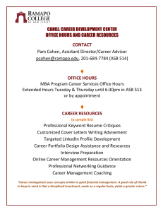 CAHILL CAREER DEVELOPMENT CENTER OFFICE HOURS AND CAREER RESOURCES CONTACT OFFICE HOURS