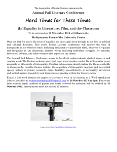 Hard Times for These Times : Annual Fall Literary Conference