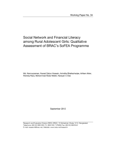 Social Network and Financial Literacy among Rural Adolescent Girls: Qualitative