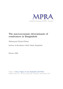 MPRA The macroeconomic determinants of remittances in Bangladesh Munich Personal RePEc Archive