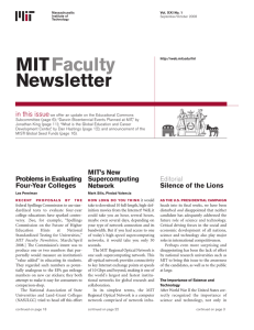 MIT Newsletter Faculty in this issue