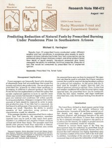 Predicting of Natural Fuels by Prescribed Burning Under  Ponderosa Southt!astern  Arizona