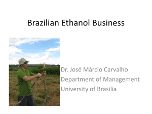 Brazilian Ethanol Business Dr. José Márcio Carvalho Department of Management University of Brasilia