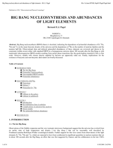 Big Bang nucleosynthesis and abundances of light elements - B.E.J.... file:///e|/moe/HTML/Sept01/Pagel/Pagel.html