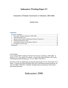 Indosasters Working Paper # 5 Contents