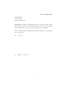 Due: 29 August 2011 Math 1090-002 24 August 2011 Section 1.2 Homework